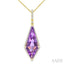 Evoque Gemstone Kite Shape & Halo Diamond Pendant