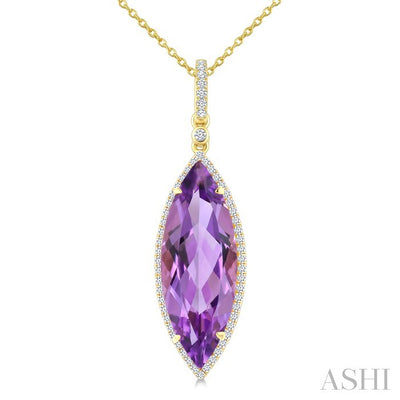 Evoque Gemstone Marquise Shape & Halo Diamond Pendant