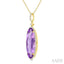 Evoque Gemstone Oval Shape & Halo Diamond Pendant