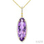 Evoque Gemstone Oval Shape & Halo Diamond Pendant