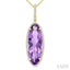 Evoque Gemstone Oval Shape & Halo Diamond Pendant