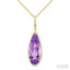 Evoque Gemstone Pear Shape & Halo Diamond Pendant