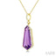 Evoque Gemstone Shield Shape & Halo Diamond Pendant