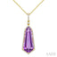 Evoque Gemstone Shield Shape & Halo Diamond Pendant