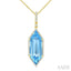 Hexagon Shape Gemstone & Halo Diamond Pendant
