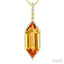Hexagon Shape Gemstone & Halo Diamond Pendant