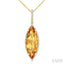 Marquise Shape Gemstone & Halo Diamond Pendant