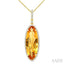 Evoque Gemstone Oval Shape & Halo Diamond Pendant