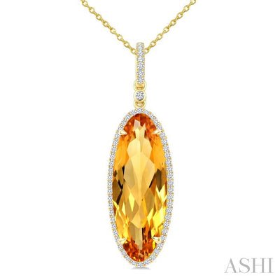Evoque Gemstone Oval Shape & Halo Diamond Pendant