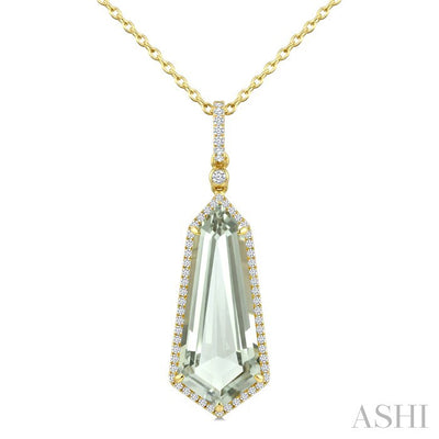 Evoque Gemstone Shield Shape & Halo Diamond Pendant