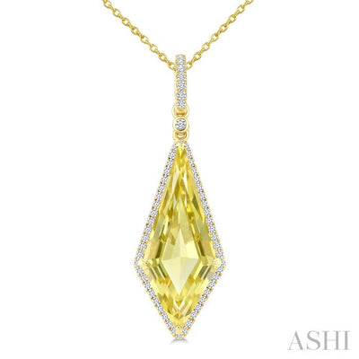 Evoque Gemstone Kite Shape & Halo Diamond Pendant