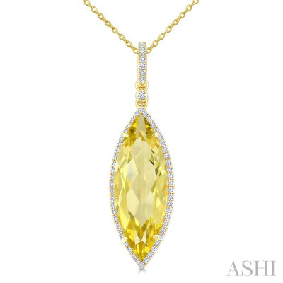 Evoque Gemstone Marquise Shape & Halo Diamond Pendant