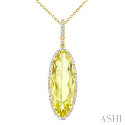 Evoque Gemstone Oval Shape & Halo Diamond Pendant