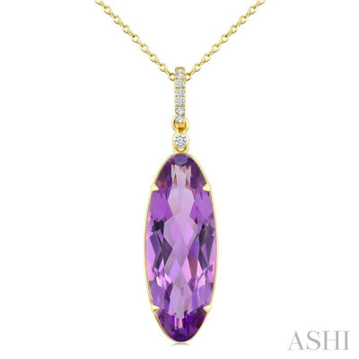 Evoque Gemstone Oval Shape & Diamond Pendant