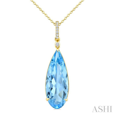 Evoque Gemstone Pear Shape & Diamond Pendant