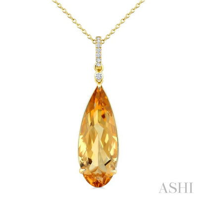 Evoque Gemstone Pear Shape & Diamond Pendant