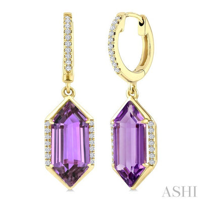 Evoque Gemstone Hexagon Shape & Diamond Earrings