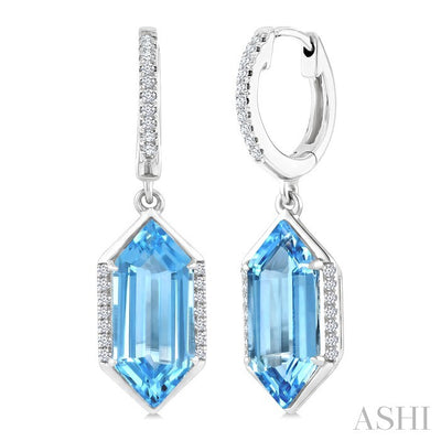 Hexagon Shape Gemstone & Diamond Earrings
