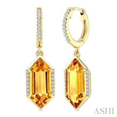 Evoque Gemstone Hexagon Shape & Diamond Earrings