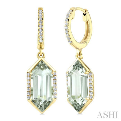Evoque Gemstone Hexagon Shape & Diamond Earrings