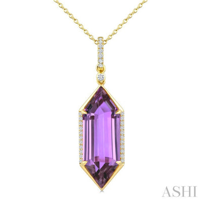 Hexagon Shape Gemstone & Diamond Pendant