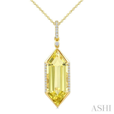 Hexagon Shape Gemstone & Diamond Pendant