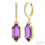 Evoque Gemstone Hexagon Shape & Diamond Earrings