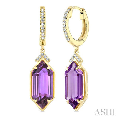 Evoque Gemstone Hexagon Shape & Diamond Earrings
