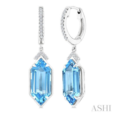 Evoque Gemstone Hexagon Shape & Diamond Earrings