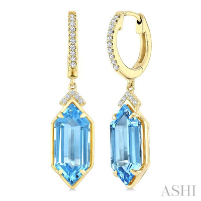 Evoque Gemstone Hexagon Shape & Diamond Earrings