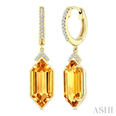 Evoque Gemstone Hexagon Shape & Diamond Earrings