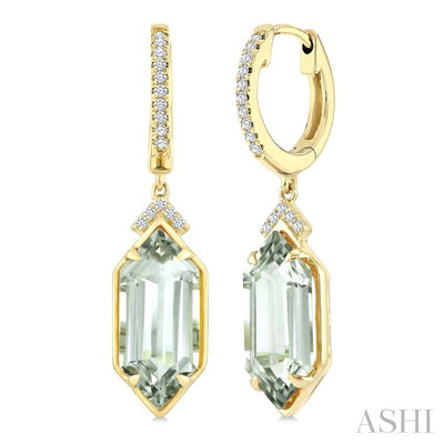 Evoque Gemstone Hexagon Shape & Diamond Earrings