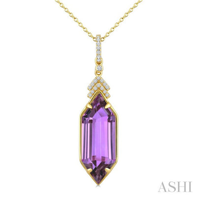 Evoque Gemstone Hexagon Shape & Diamond Pendant