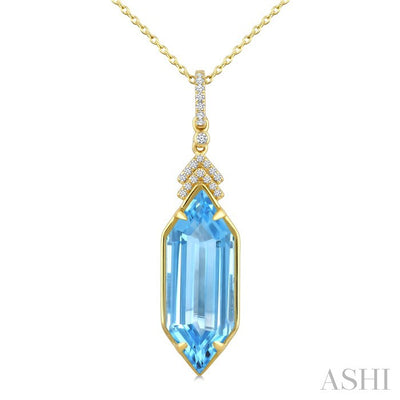 Evoque Gemstone Hexagon Shape & Diamond Pendant