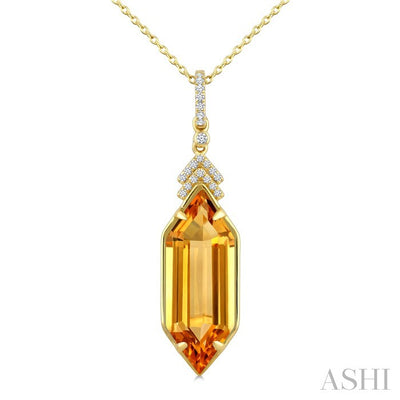 Evoque Gemstone Hexagon Shape & Diamond Pendant