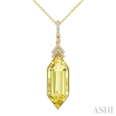 Evoque Gemstone Hexagon Shape & Diamond Pendant