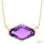 Hexagon Shape Gemstone & Halo Diamond Pendant