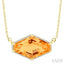 Evoque Gemstone Hexagon Shape & Halo Diamond Pendant