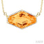 Hexagon Shape Gemstone & Halo Diamond Pendant