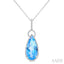 Evoque Gemstone Pear Shape & Halo Diamond Pendant