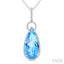 Evoque Gemstone Pear Shape & Halo Diamond Pendant