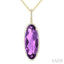 Evoque Gemstone Oval Shape & Halo Diamond Pendant