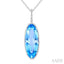 Evoque Gemstone Oval Shape & Halo Diamond Pendant