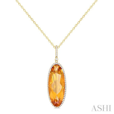 Oval Shape Gemstone & Halo Diamond Pendant