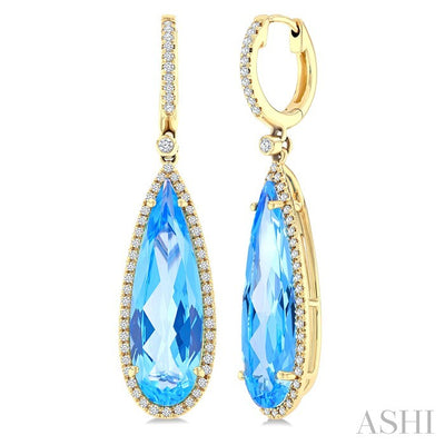 Evoque Gemstone Pear Shape & Halo Diamond Earrings