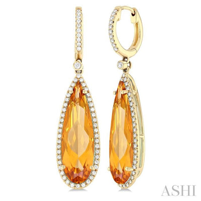 Pear Shape Gemstone & Halo Diamond Earrings