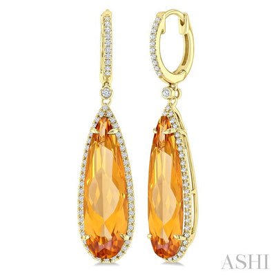 Evoque Gemstone Pear Shape & Halo Diamond Earrings