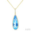 Evoque Gemstone Pear Shape & Halo Diamond Pendant
