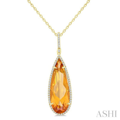 Evoque Gemstone Pear Shape & Halo Diamond Pendant