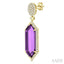 Evoque Gemstone Hexagon Shape & Halo Diamond Earrings